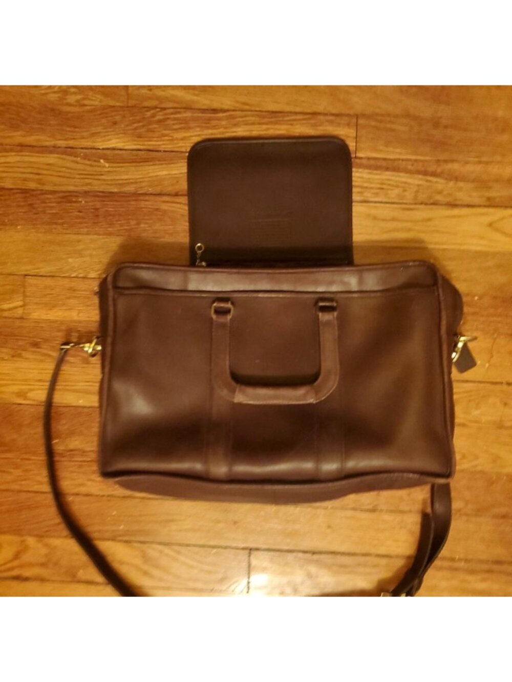 Vintage Coach Leather Brown Briefcase Shoulder Bag w/ gold hardware - 5296